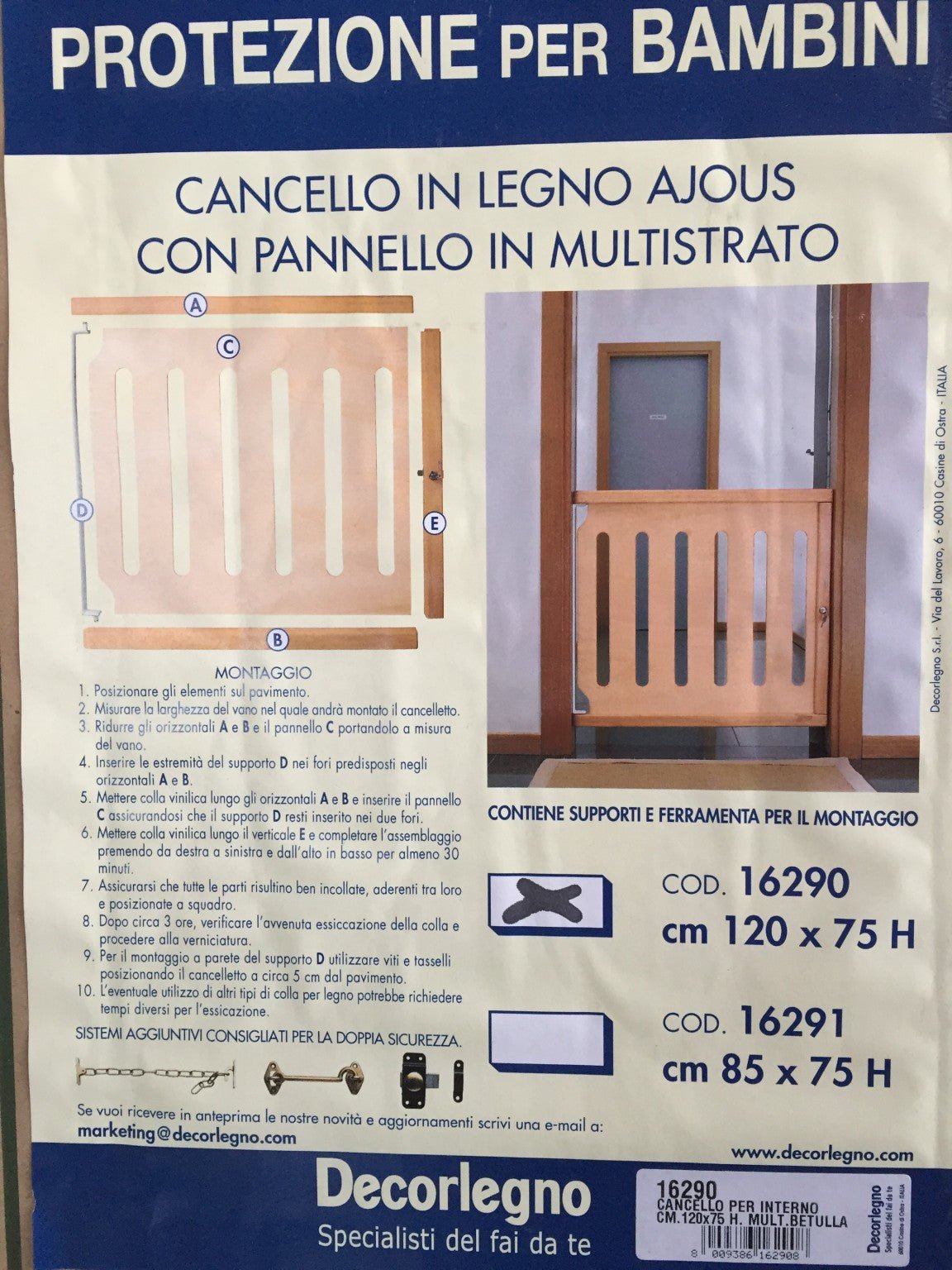 CANCELLINO CON PANNELLO IN BETULLA cm. 120x75