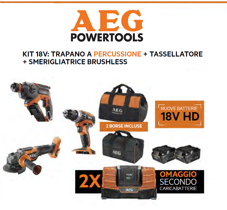 KIT AEG 18V | Set elettroutensili professionali con batterie e omaggio